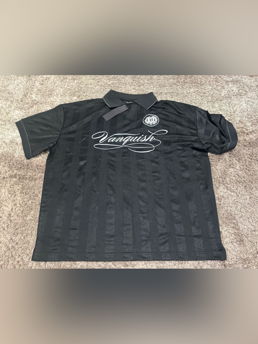 VANQUISH BLACK OVERSIZED BOXY FOOTBALL JERSEY - Picture 1 of 3